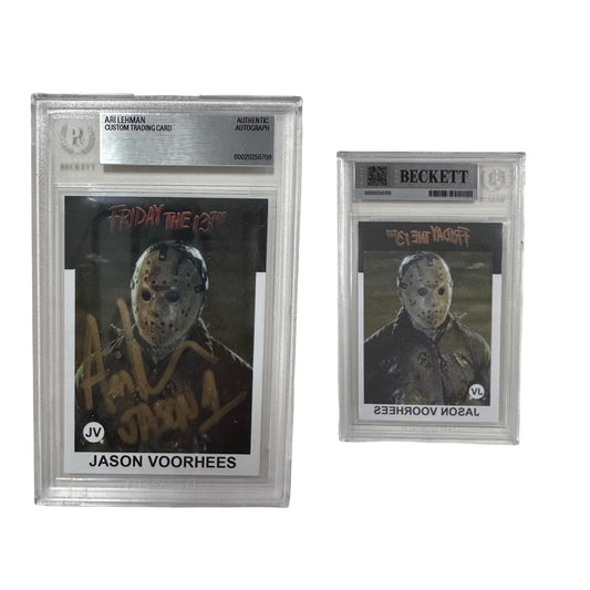 Ari Lehman Autographed Jason Voorhees Friday the 13th Card Grey Mask Gold Ink Beckett BAS