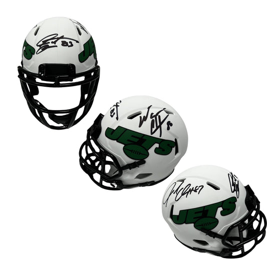 Santana Moss, Wayne Chrebet & Laveranues Coles Autographed New York Jets Lunar Eclipse Mini Helmet Steiner CX