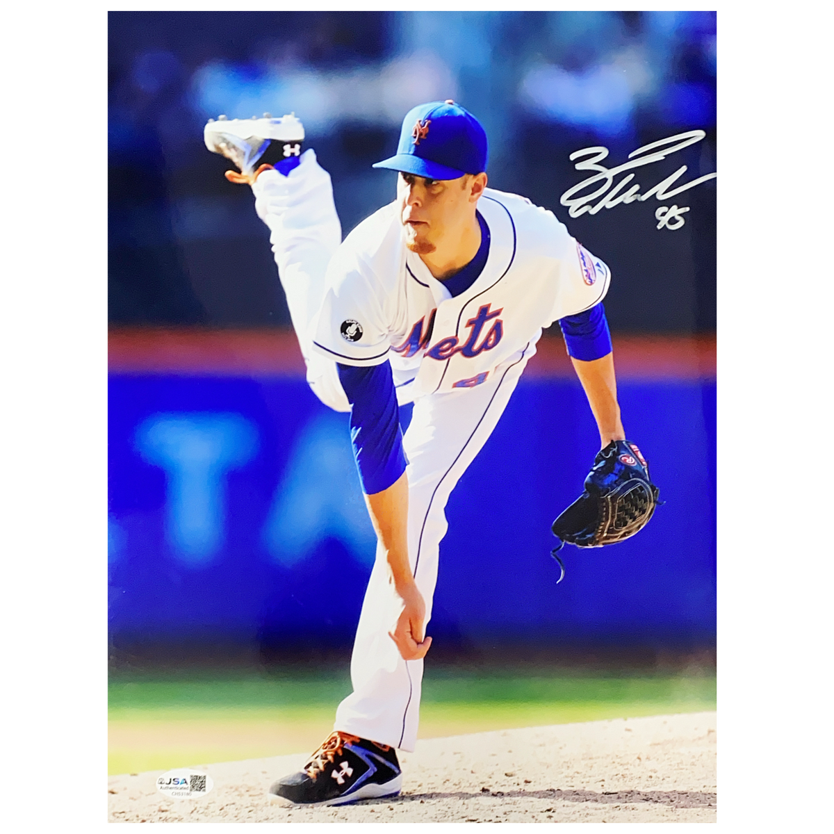 Zach Wheeler Autographed New York Mets Pitching Vertical 11x14 Photo JSA