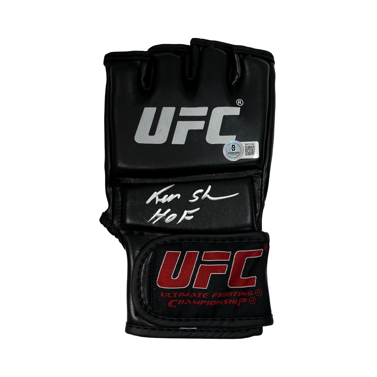 Ken Shamrock Autographed UFC Glove "HOF" Inscription Beckett