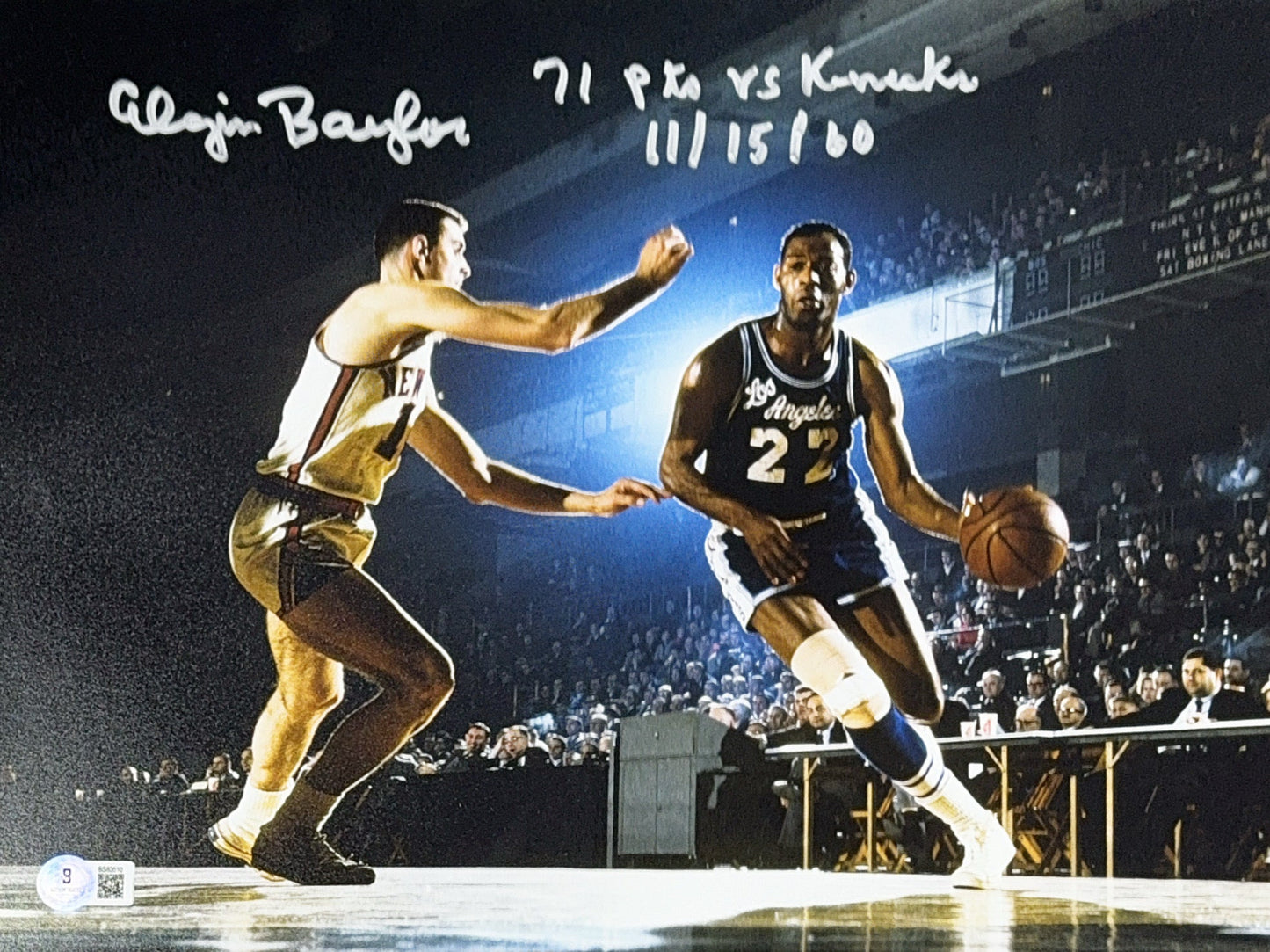 Elgin Baylor Autographed Los Angeles Lakers "71 Pts vs Knicks" 11x14 Beckett