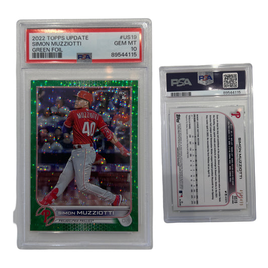 2022 Simon Muzziotti Topps Update Green Foil /499 #US19 PSA GEM MT 10