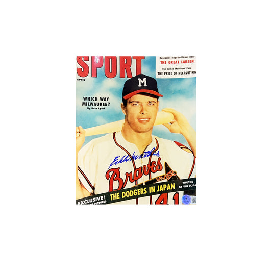 Eddie Matthews Autographed Milwaukee Braves Magazine Cover 8x10 Beckett