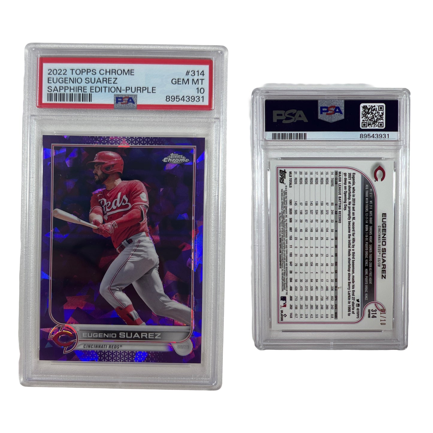 2022 Topps Chrome Eugenio Suarez Sapphire Edition-Purple /10 #314 GEM MT 10