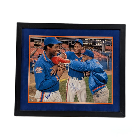Mike Tyson Doc Gooden Darryl Strawberry Shea Stadium Color Framed 16X20 Steiner CX