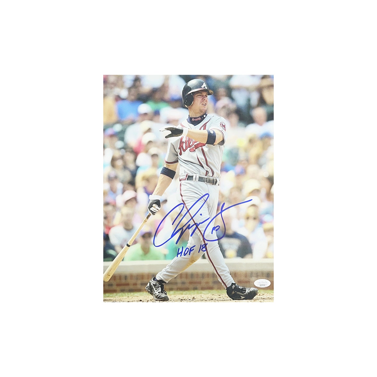 Chipper Jones Autographed Atlanta Braves At Bat 11x14 "HOF 18" Inscription JSA