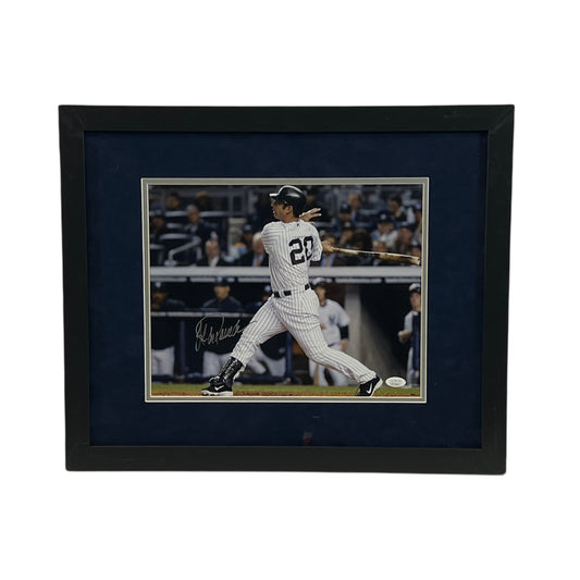 Jorge Posada Autographed New York Yankees Framed Swing 11x14 Steiner CX