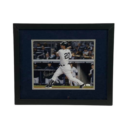 Jorge Posada Autographed New York Yankees Framed Swing 11x14 Steiner CX