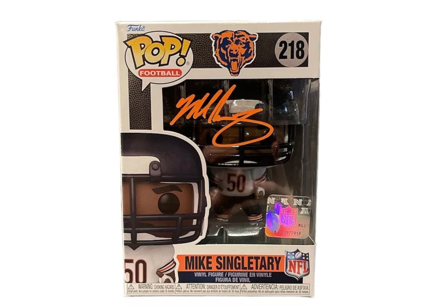 Mike Singletary Autographed Chicago Bears Funko Pop Beckett