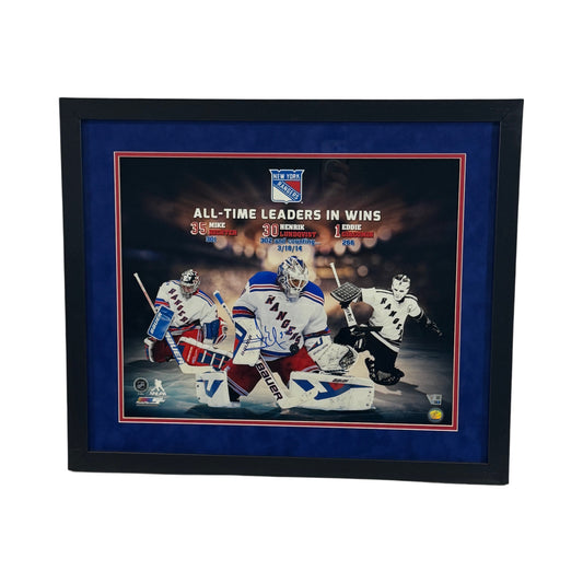 Henrik Lundqvist Autographed New York Rangers Leaders In Wins 16x20 Fanatics - Framed