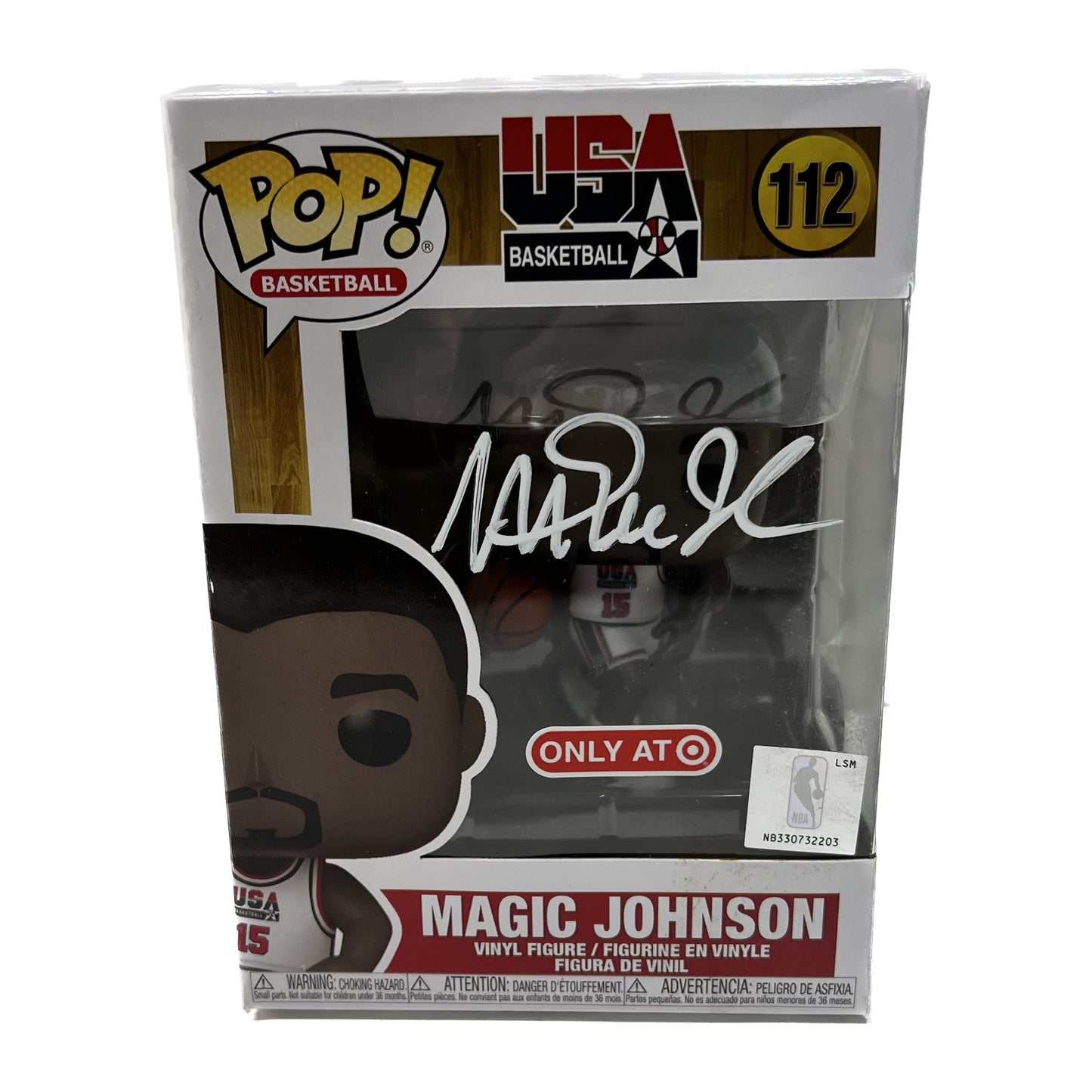 Magic Johnson Autographed Los Angeles Lakers Team USA Funko Pop White Jersey Beckett