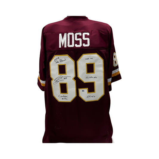 Santana Moss Autographed Washington Commanders Maroon Jersey "2005 Pro Bowl, Cowboy Killa, 732 Rec, 10,283 Yards, 69 TDs" Inscription Steiner CX