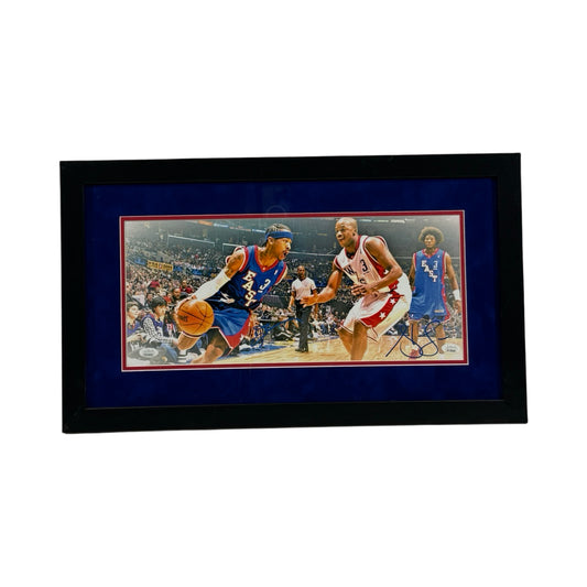 Allen Iverson & Steve Francis Autographed Whiteout Framed 8x18 JSA