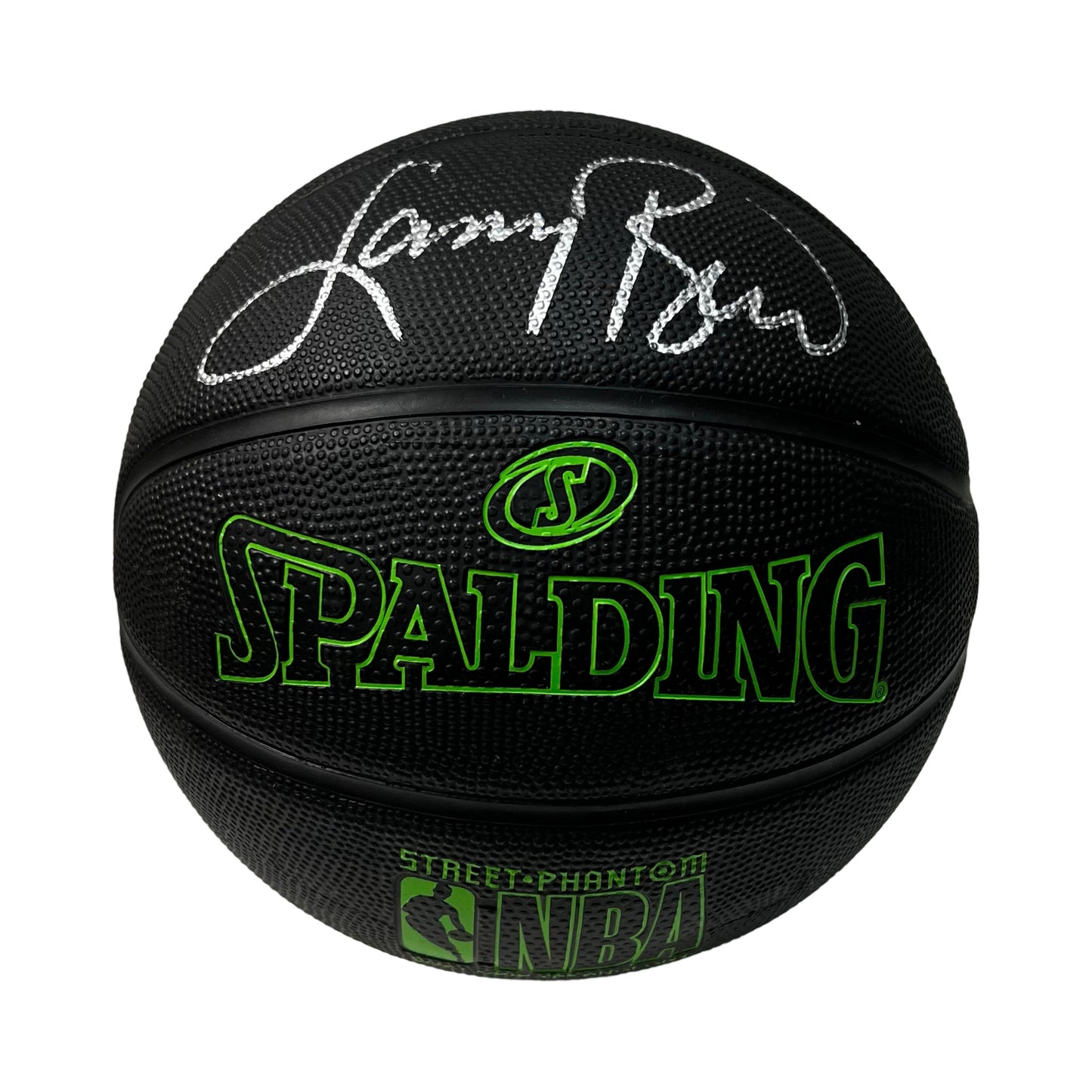 Larry Bird Autographed Boston Celtics Spalding Black Basketball JSA - Green Laces