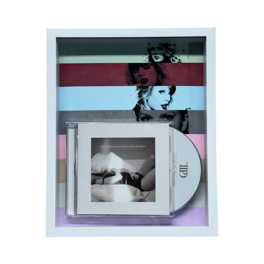 Taylor Swift Tortured Poets 8x10 Framed CD Stripes Collage White Frame