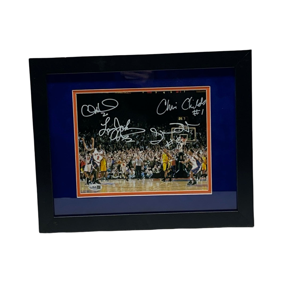 Framed Johnson Childs Sprewell Houston Autographed New York Knicks Inscribed 4 Point Play 8x10 JSA