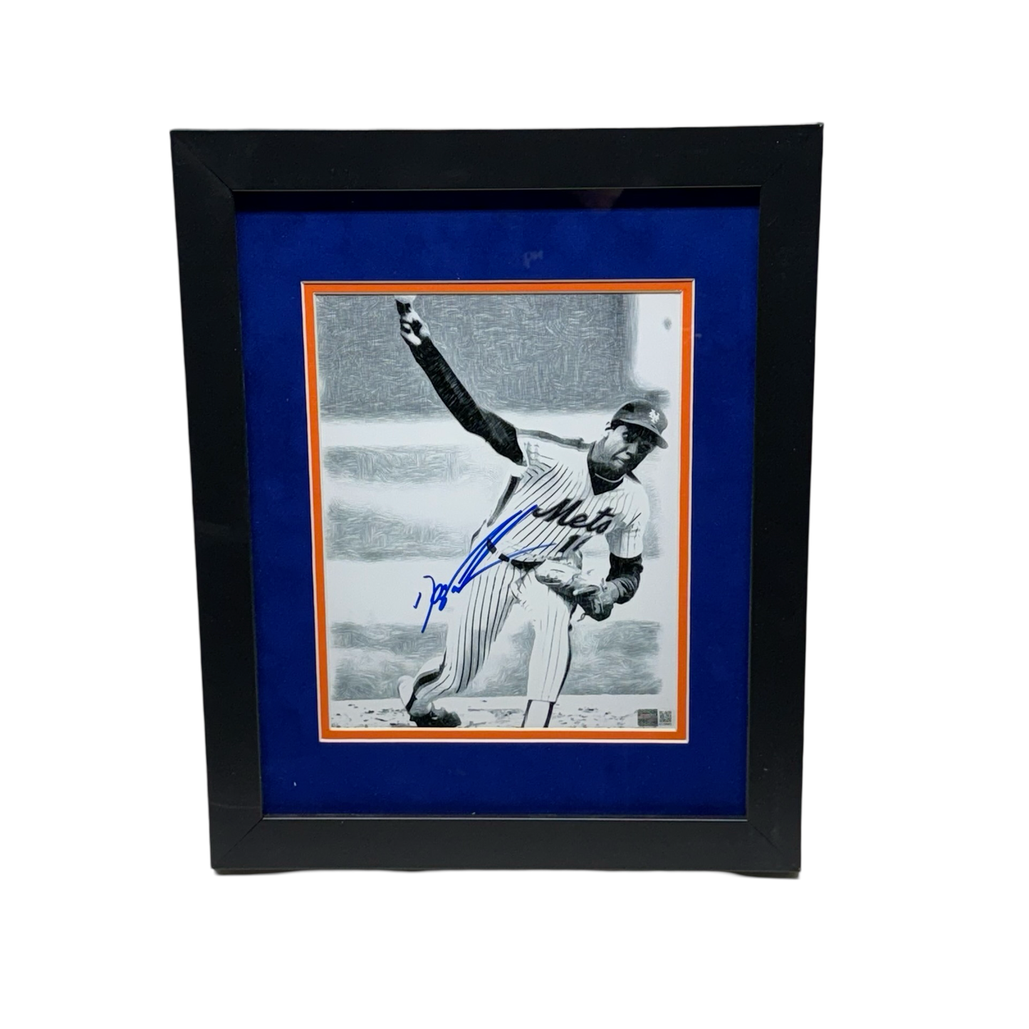 Doc Gooden Autographed New York Mets Black & White Art Framed 8x10 Steiner CX