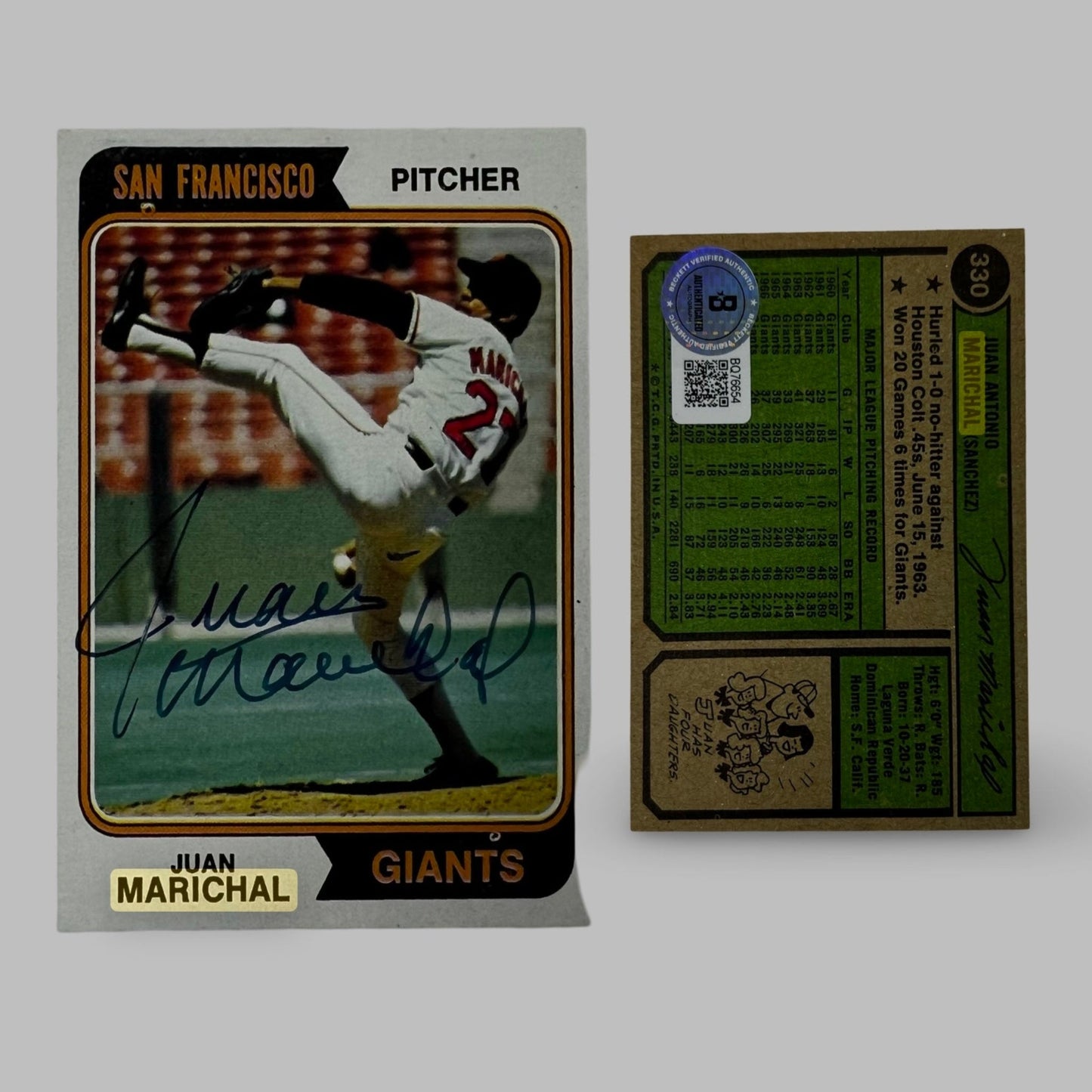 1974 Juan Marichal Topps #330 Auto Beckett