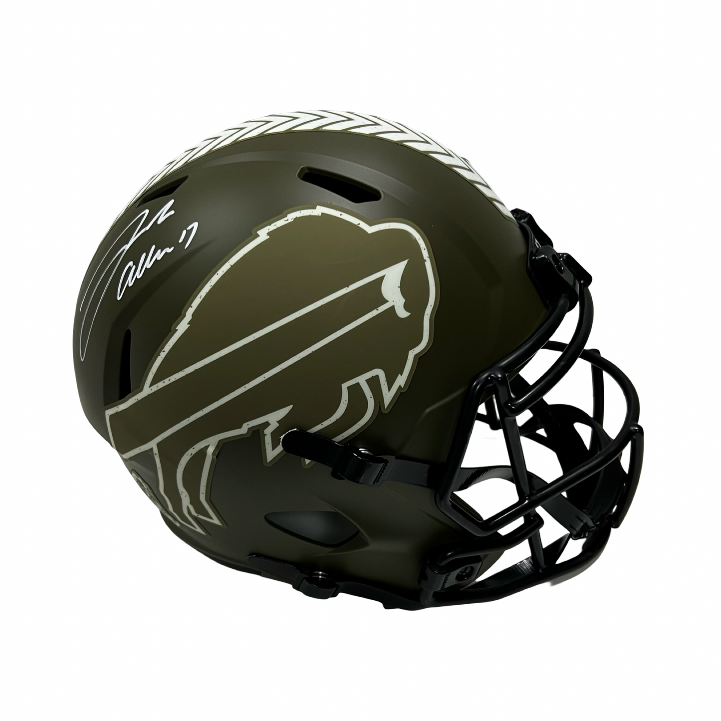 Josh Allen Autographed Buffalo Bills Green Salute To Service Replica Helmet Beckett