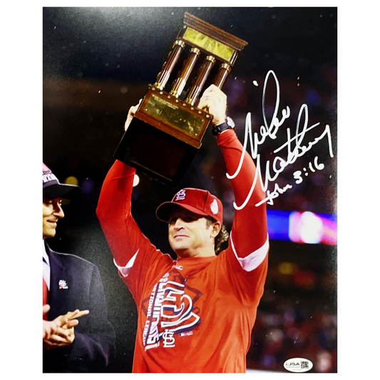 Mike Matheny Autographed ST. Louis Cardinals Vertical 11x14 Photo JSA