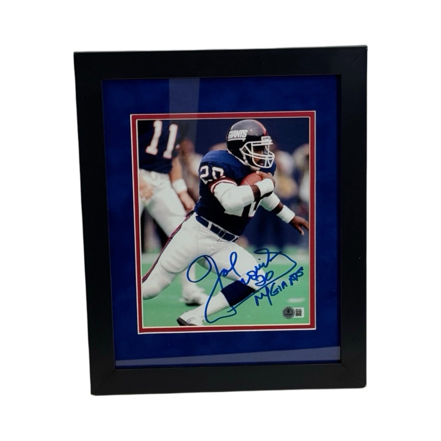 Joe Morris Autographed New York Giants Rush Side View Framed 8x10 Beckett