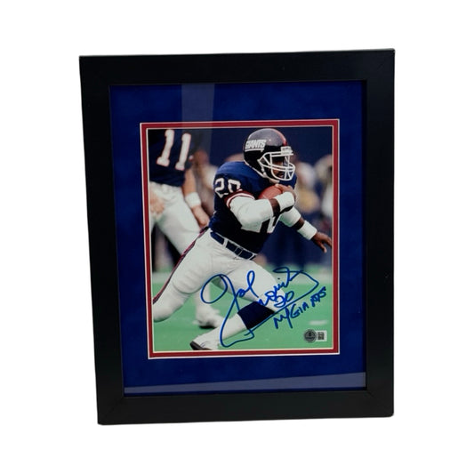 Joe Morris Autographed New York Giants Rush Side View Framed 8x10 Beckett