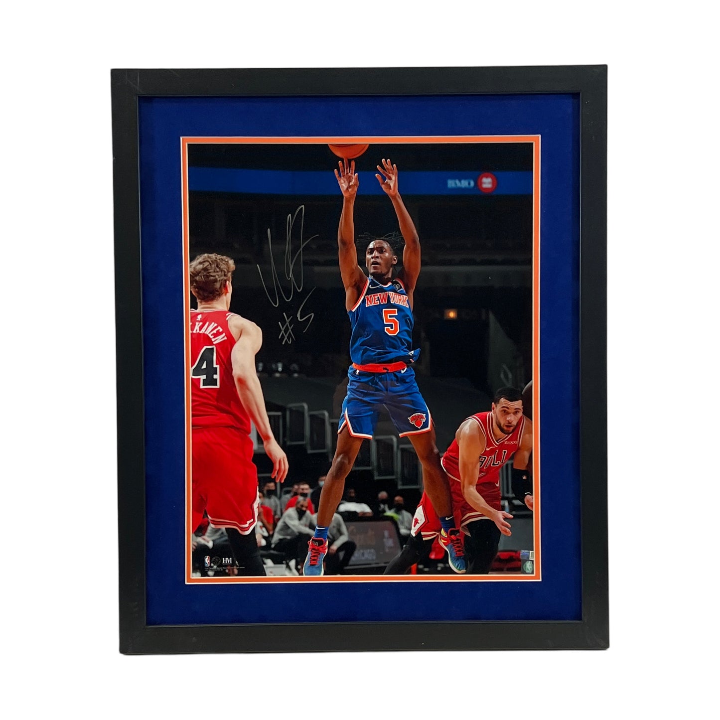 Immanuel Quickley Autographed New York Knicks Vertical Shot Framed 16x20 Steiner CX