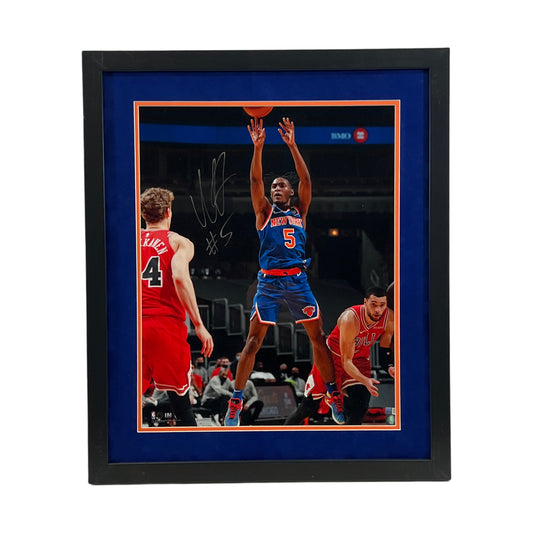 Immanuel Quickley Autographed New York Knicks Vertical Shot Framed 16x20 Steiner CX