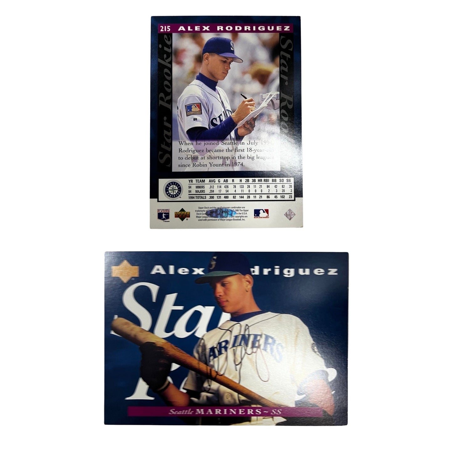 Alex Rodriguez 1995 Upper Deck Jumbo #215 Mariners Auto Upper Deck