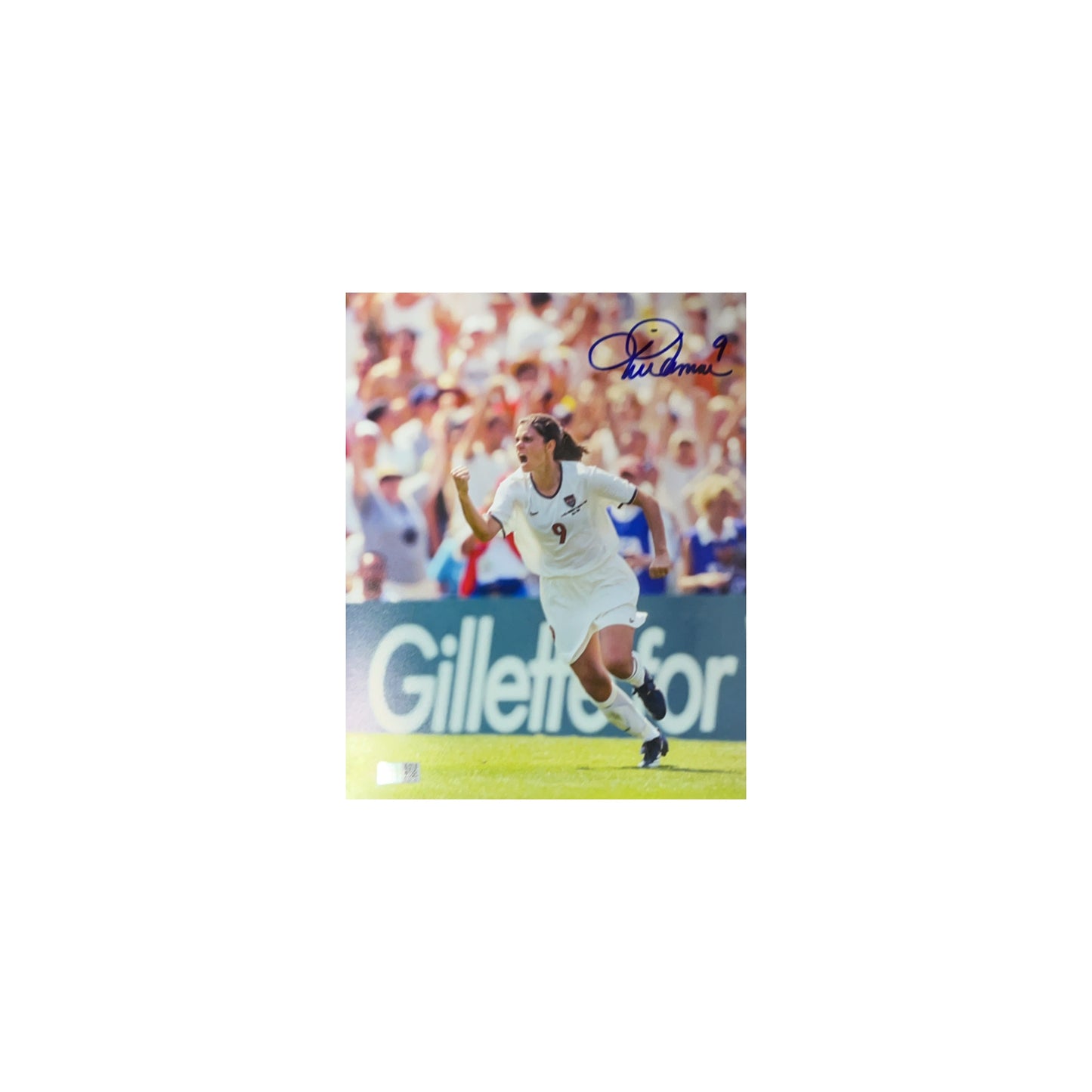 Mia Hamm Autographed Team USA Women's Soccer Pump Fist 8x10 Steiner CX