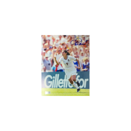 Mia Hamm Autographed Team USA Women's Soccer Pump Fist 8x10 Steiner CX