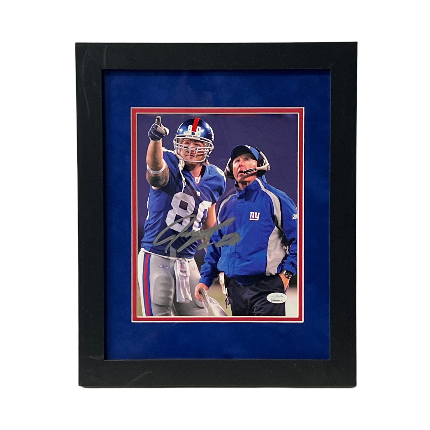 Jeremy Shockey Autographed New York Giants w/ Coughlin Framed 8x10 JSA