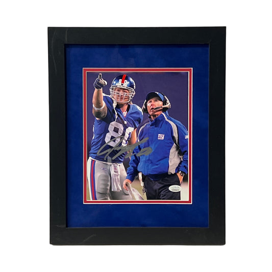 Jeremy Shockey Autographed New York Giants w/ Coughlin Framed 8x10 JSA