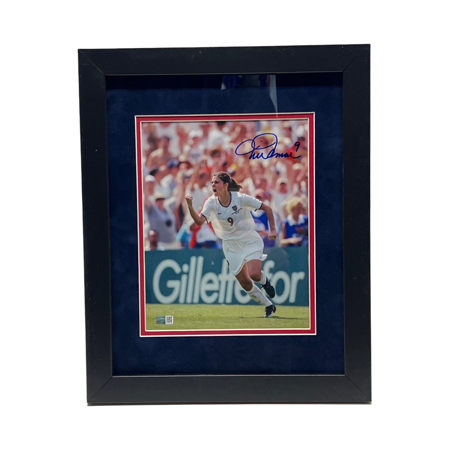 Mia Hamm Autographed Team USA Women's Soccer Pump Fist Framed 8x10 Steiner CX