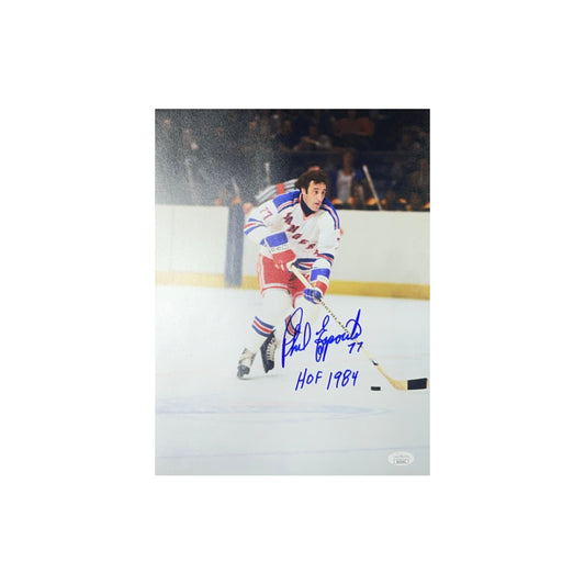 Phil Esposito Autographed New York Rangers 11x14 "HOF 1984" Inscripton JSA