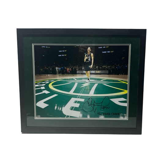 Sue Bird Autographed Retirement Night Speech Seattle Storm 16x20 "4x WNBA Champ" Inscription Steiner CX - Framed