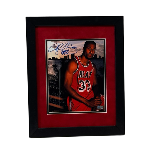 Alonzo Mourning Autographed Miami Heat Sunset Framed 8x10 Steiner CX