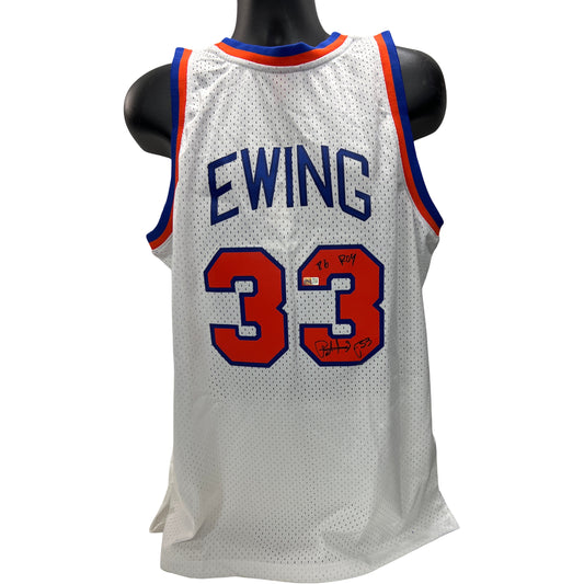 Patrick Ewing Autographed New York Knicks Mitchell & Ness White Jersey "86 ROY" Steiner CX