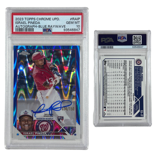2023 Israel Pineda Topps Chrome Update Autograph Blue Raywave /150 #RAIP PSA GEM MT 10