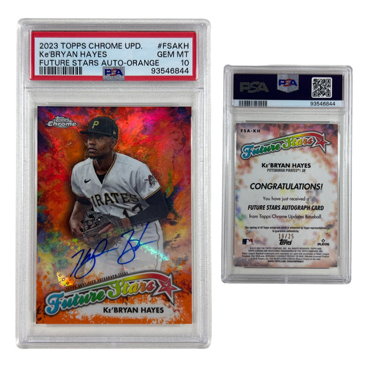 2023 Ke'Bryan Hayes Topps Chrome Update Future Stars Autograph Orange /25 #FSAKH PSA GEM MT 10