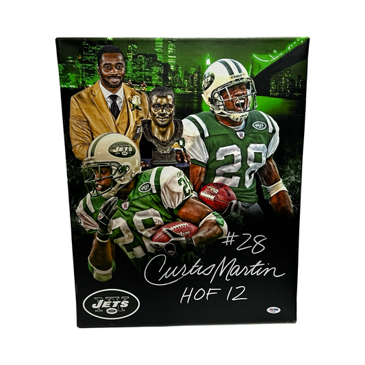 Curtis Martin Autographed New York Jets 16x20 Canvas "HOF '12" PSA