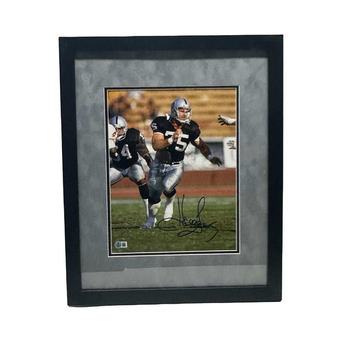 Framed Howie Long Autographed Oakland Raiders Running Black Jersey 11x14 Beckett