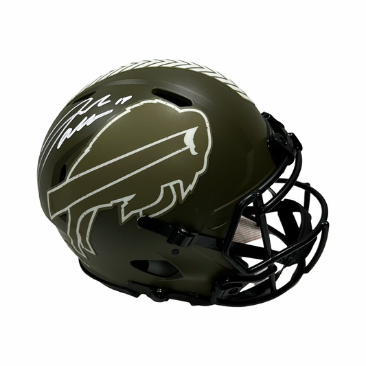 Josh Allen Autographed Buffalo Bills Green Salute To Service Authentic Helmet Beckett