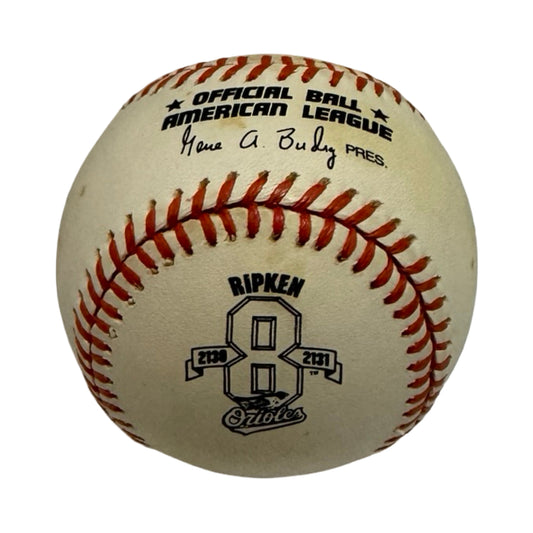 Cal Ripken Jr Streak 2130 2131 Rawlings Commemorative Logo Baseball Orioles