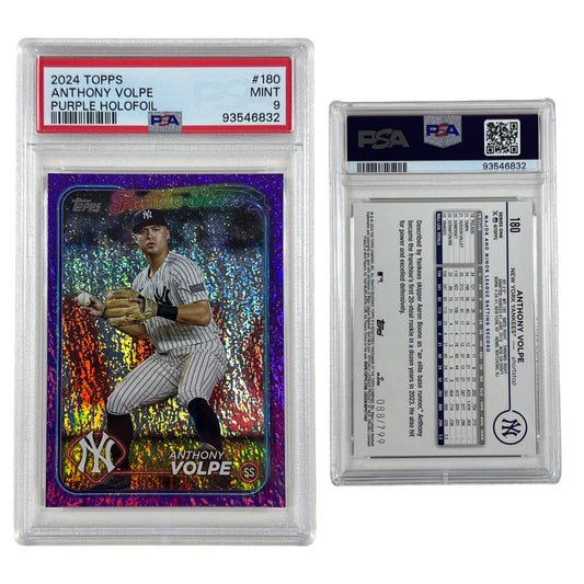2024 Anthony Volpe Topps Purple Holofoil /799 #180 PSA MINT 9