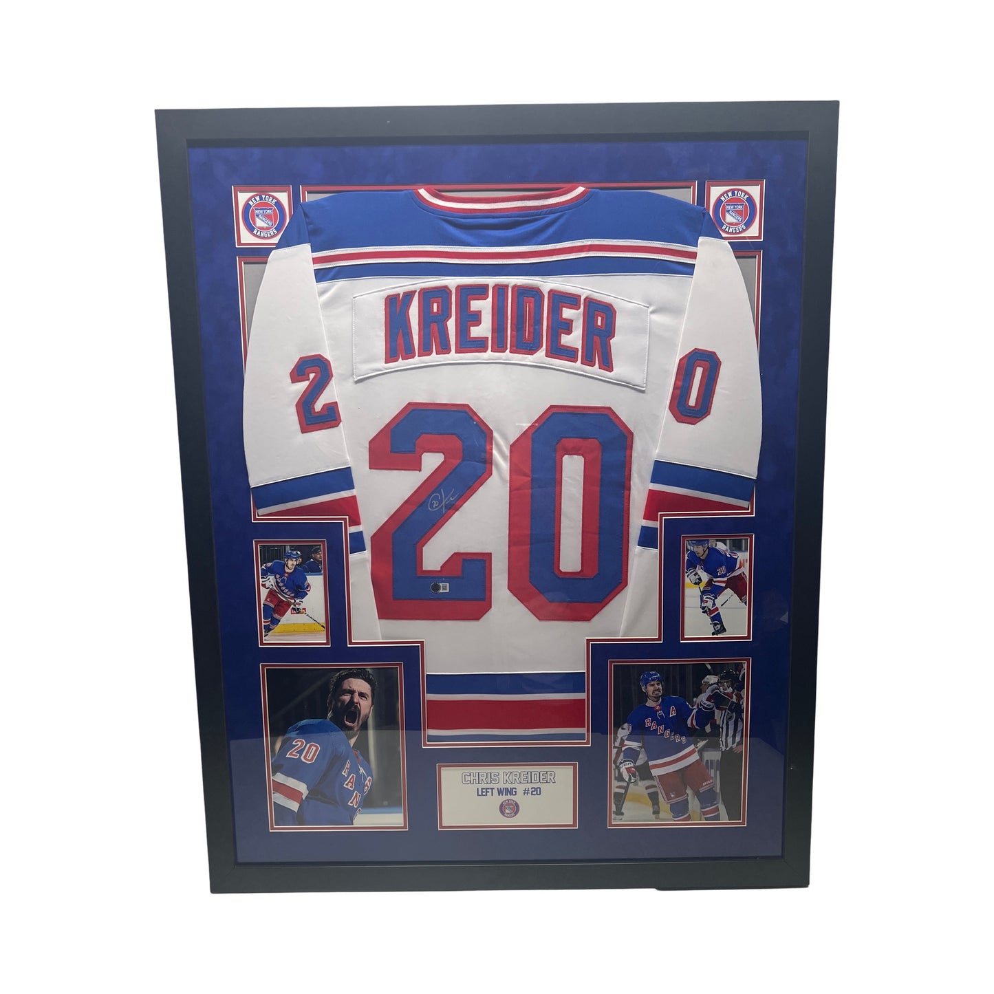 Chris Kreider Autographed New York Rangers Framed White Jersey Beckett