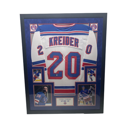 Chris Kreider Autographed New York Rangers Framed White Jersey Beckett