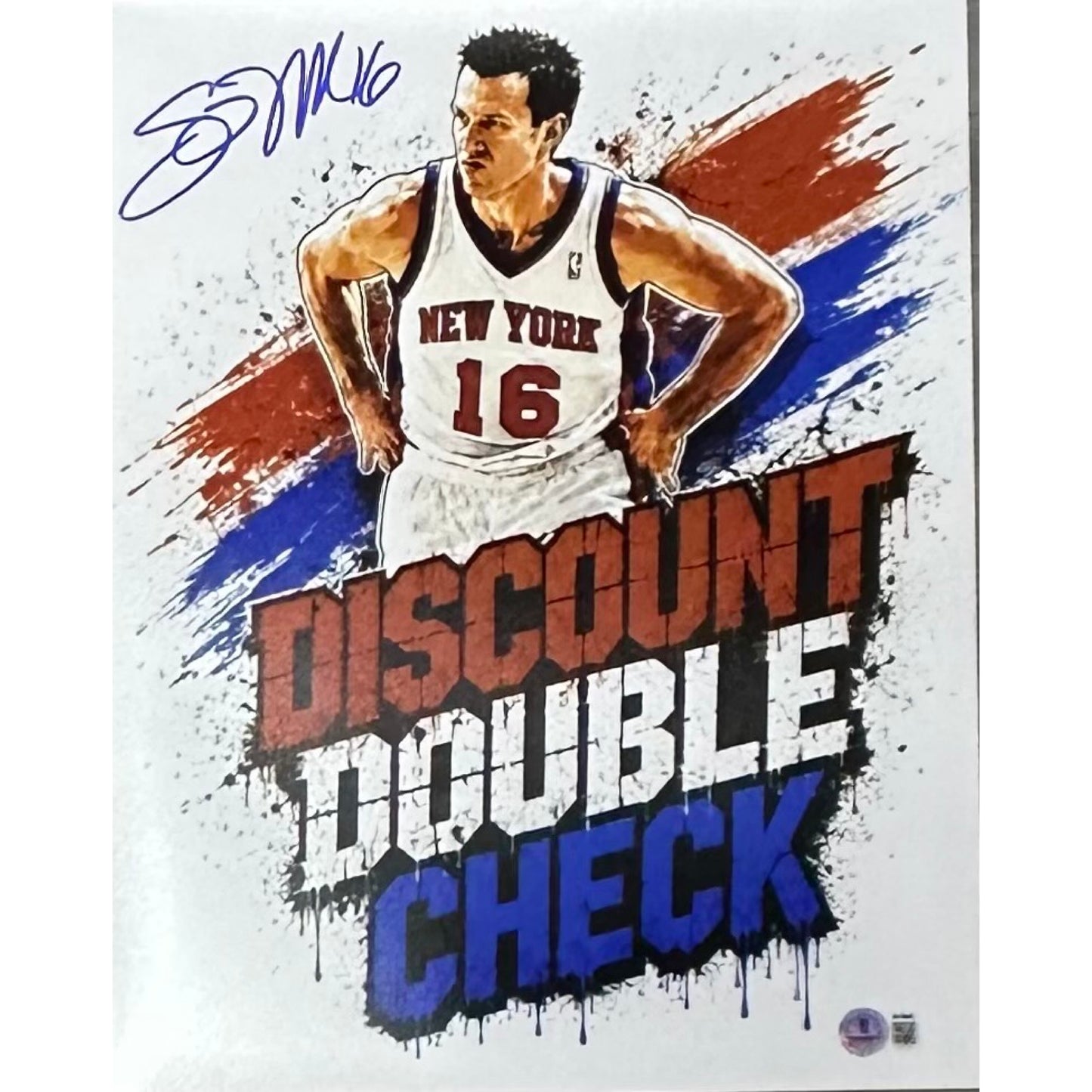 Steve Novak Autographed Vertical New York Knicks Discount Double Check 11x14 Photo Beckett BAS