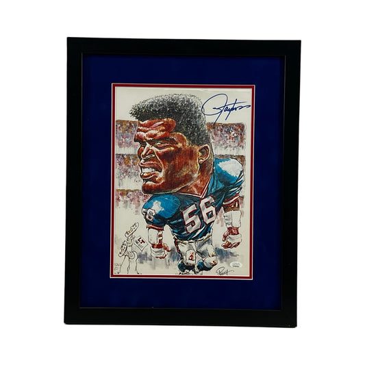 Lawrence Taylor Autographed New York Giants Framed 11x14 Art JSA