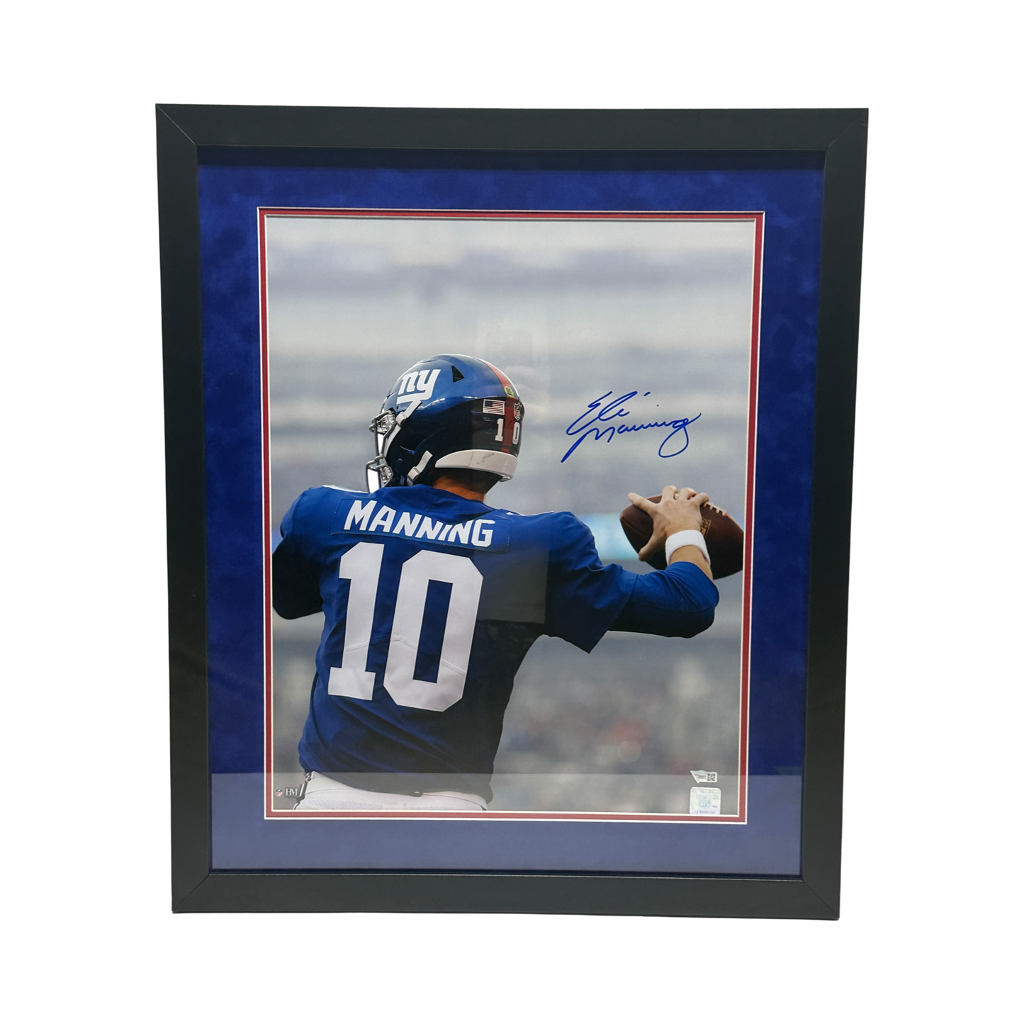 Eli Manning Autographed New York Giants Back Number Throw 16x20 Fanatics - Framed